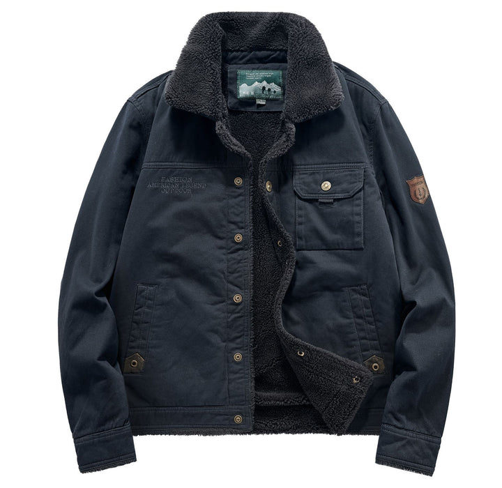 Herren Sherpa-gefütterte Canvas-Fieldjacke mit Hemdkragen und Utility-Taschen Echo Archiv