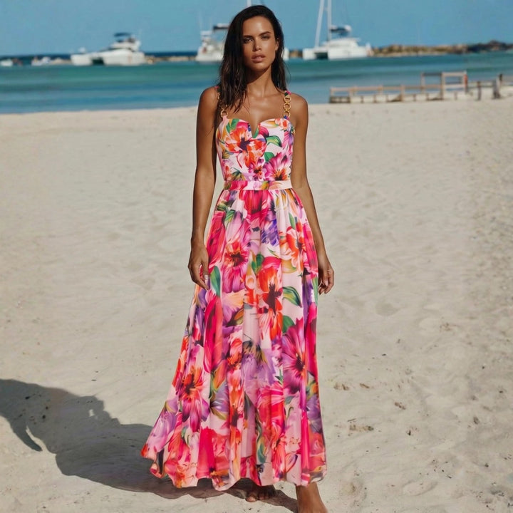 Damen eleganter Badeanzug mit floralem Wickelrock Echo Archiv