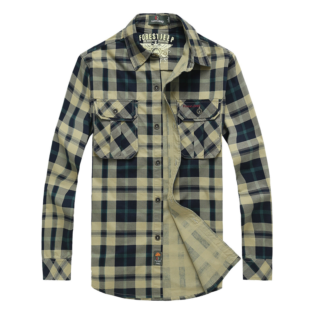 Herren Kariertes Overshirt im Workwear Stil mit aufgesetzten Brusttaschen – Taviero
