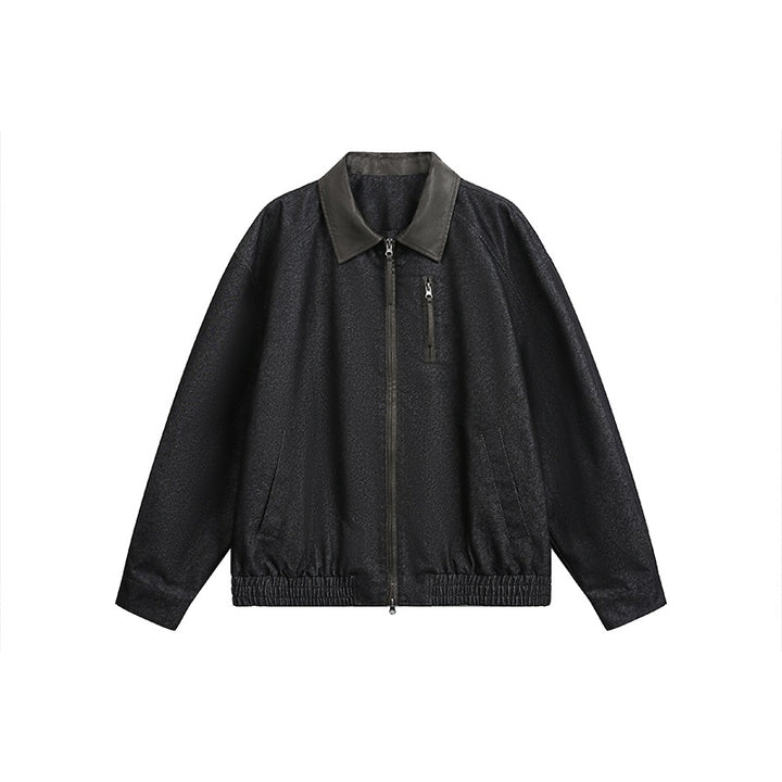Herren Oversize-Übergangsjacke aus Wollmix mit Hemdkragen, Brust‑Zipper & elastischem Saum Echoarchiv