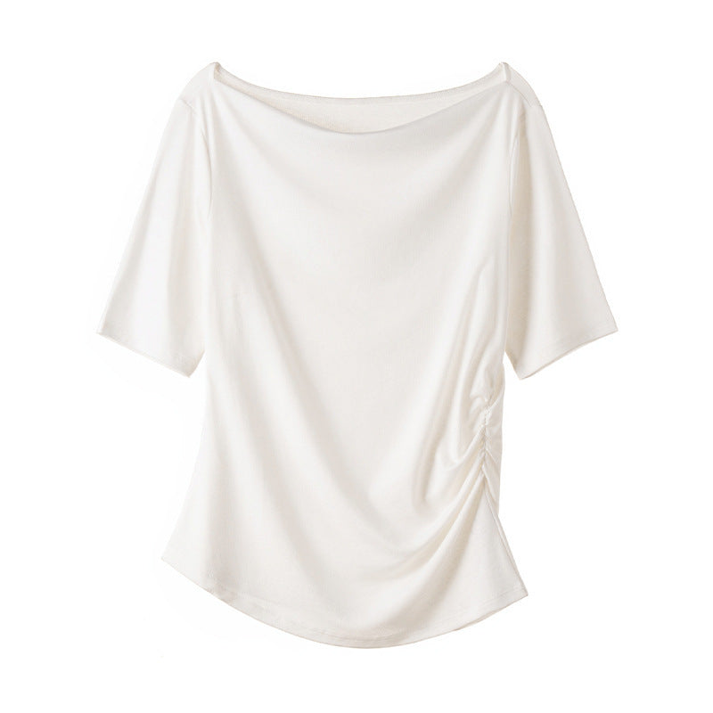 Damen Jerseytop mit U-Boot-Ausschnitt und seitlicher Raffung Echo Archiv