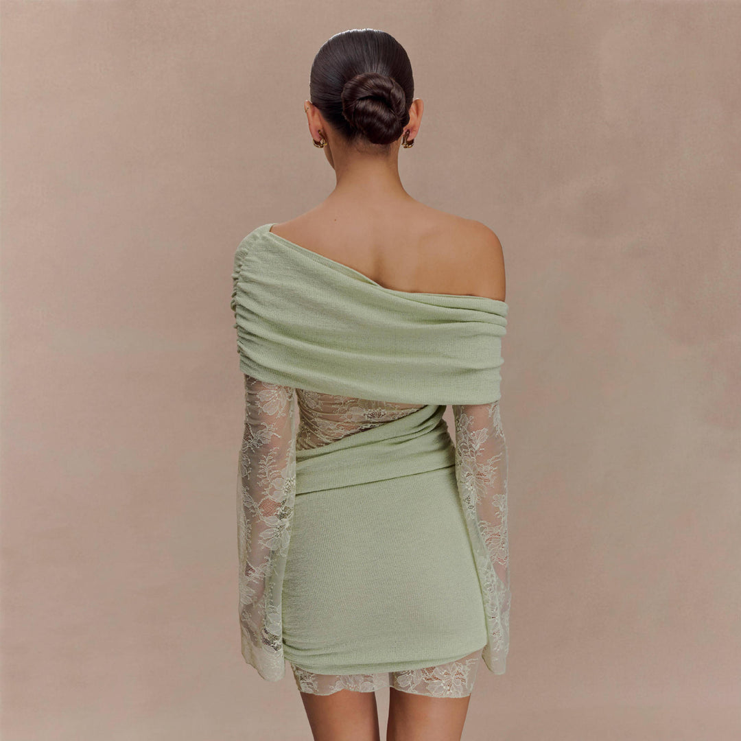 Damen elegantes Minikleid mit Spitzenärmeln Echo Archiv
