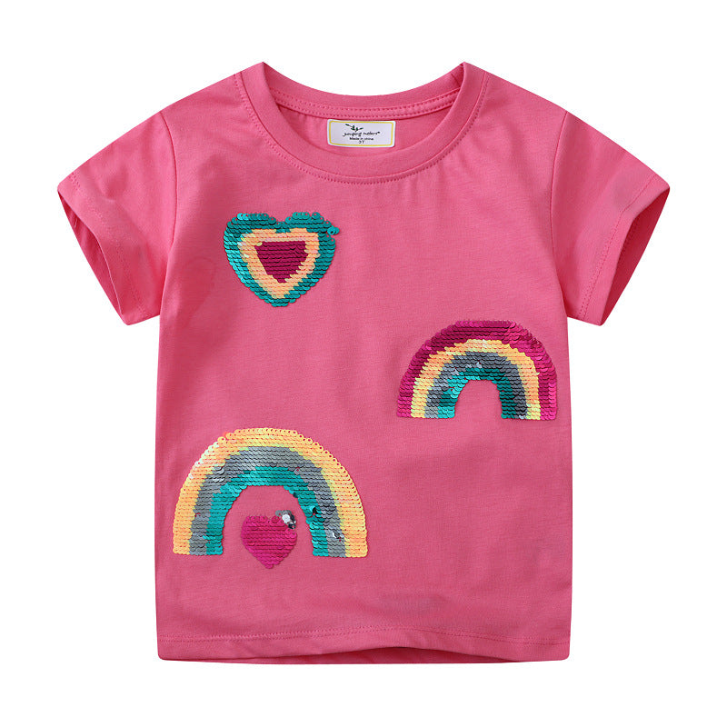 Mädchen T-Shirt mit glitzerndem Regenbogen-Design Echo Archiv