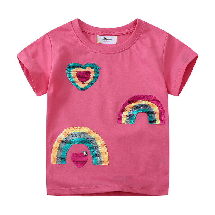 Mädchen T-Shirt mit glitzerndem Regenbogen-Design Echo Archiv