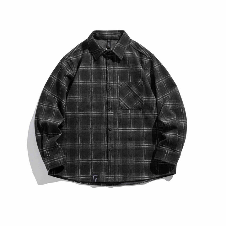 Herren Kariertes Overshirt aus flauschigem Twill mit Hemdkragen Echoarchiv