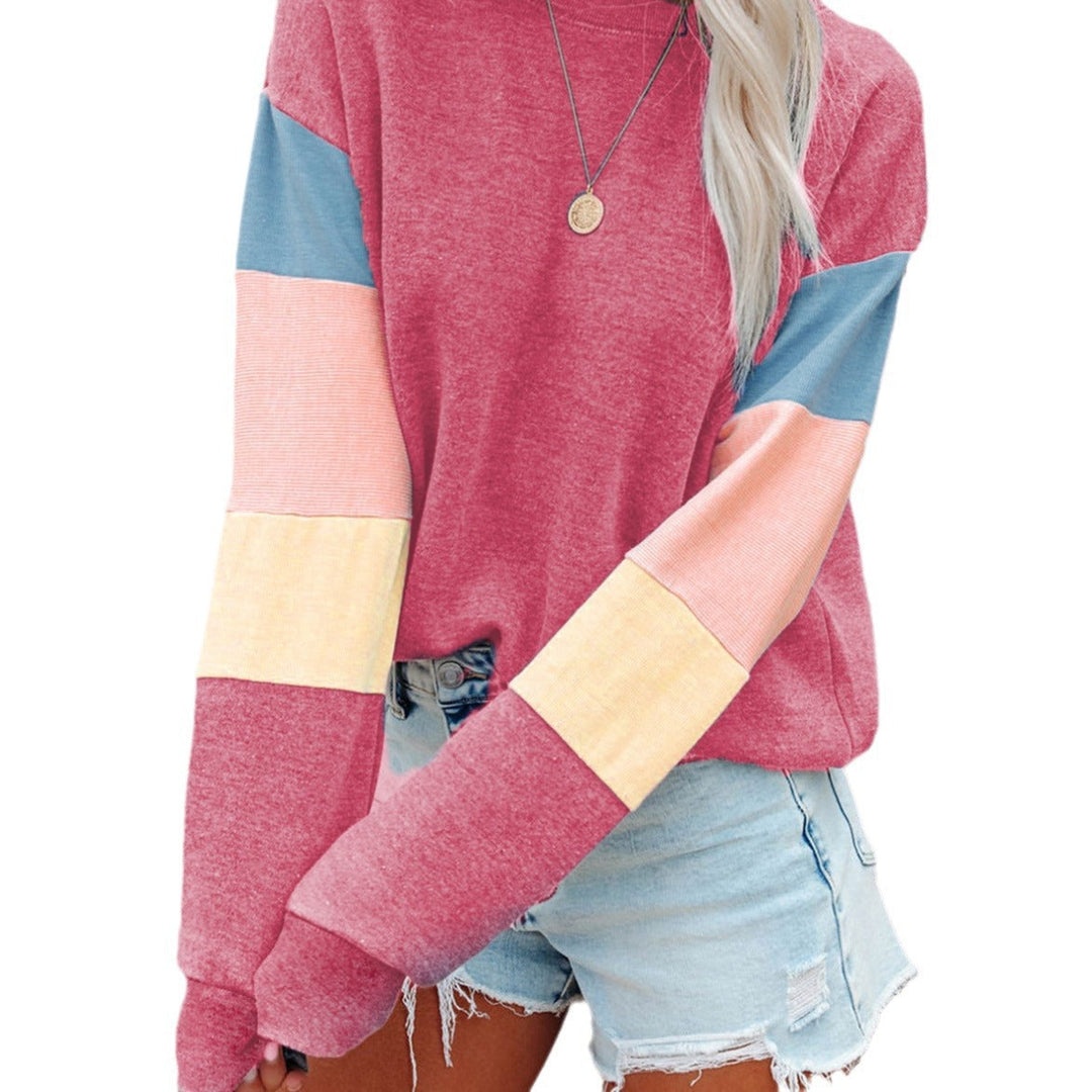 Damen Freizeitpullover mit buntem Ärmeldesign Echoarchiv