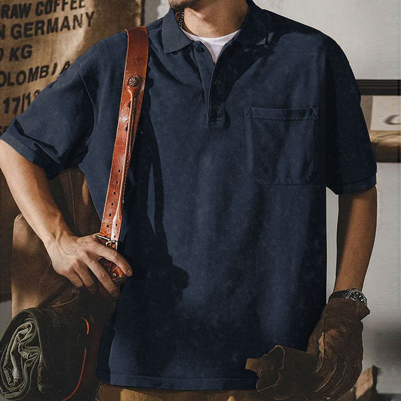 Herren lässiges Poloshirt mit praktischer Brusttasche Echoarchiv