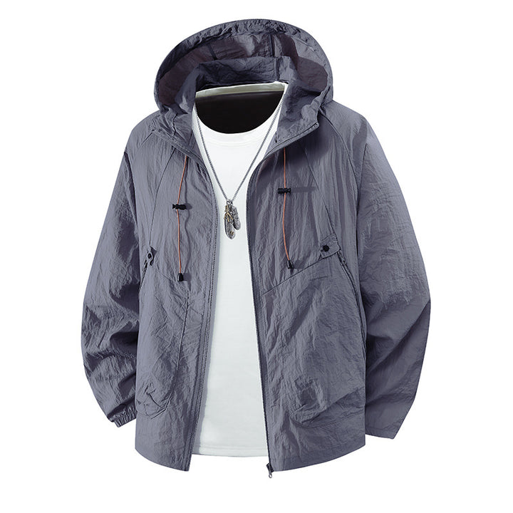 Herren Leichte Wanderjacke mit verstellbarer Kapuze