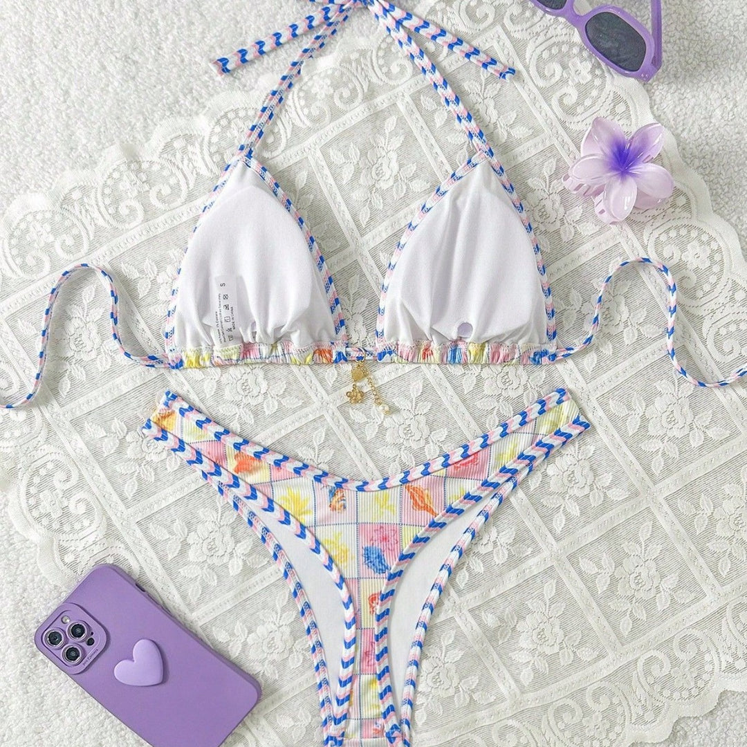Damen Triangel-Bikini mit verspieltem Karomuster Echo Archiv