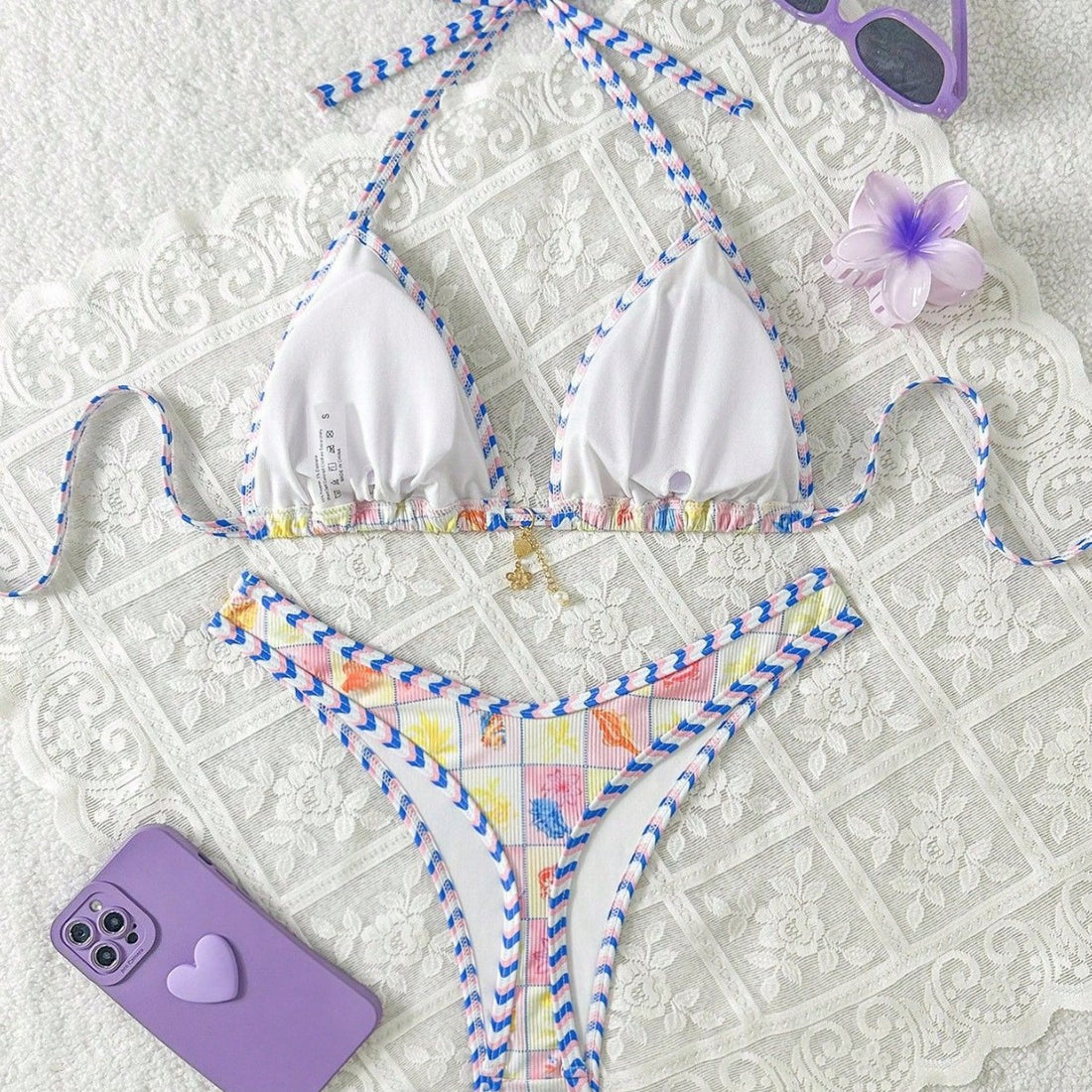 Damen Triangel-Bikini mit verspieltem Karomuster – Maréssa