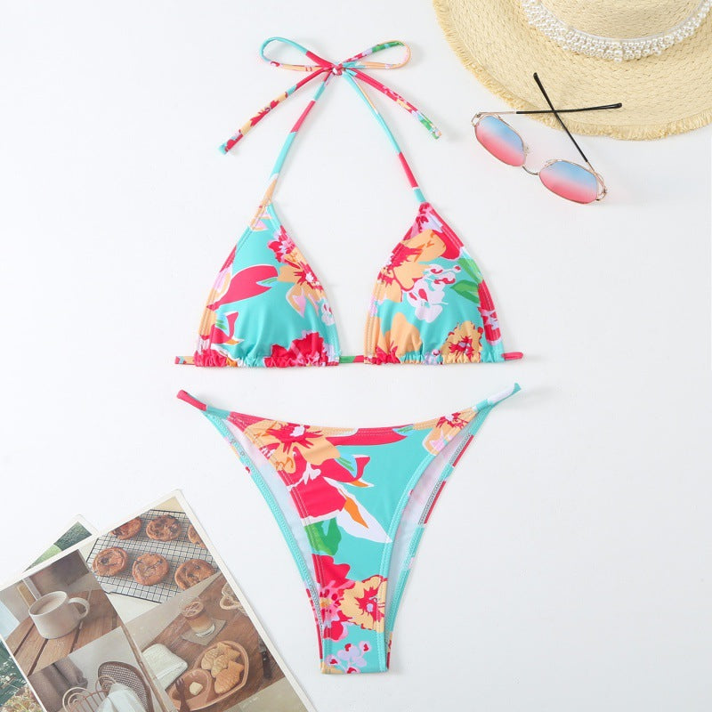 Damen Triangel-Bikini mit verspieltem floralem Design und verstellbaren Trägern Echo Archiv