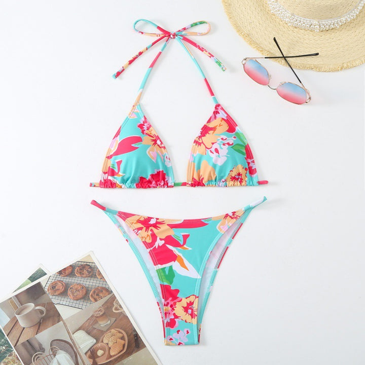 Damen Triangel-Bikini mit verspieltem floralem Design und verstellbaren Trägern Echo Archiv