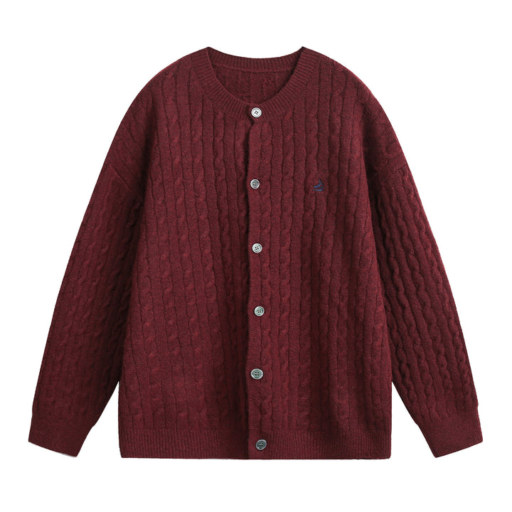 Damen Strickjacke im Flechtmuster mit Rundhals, Oversize-Schnitt und durchgehender Knopfleiste Echo Archiv