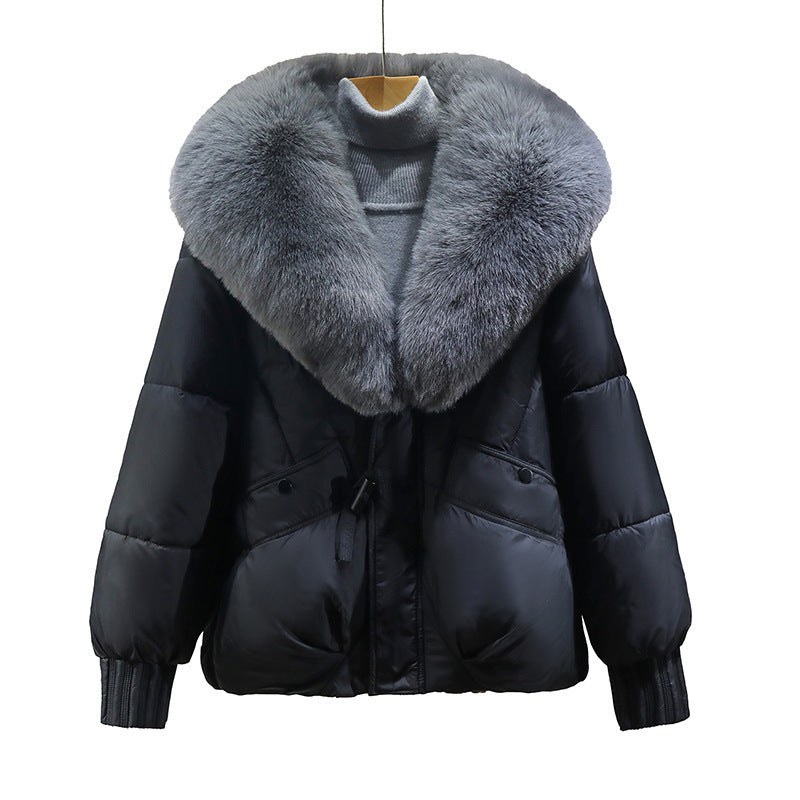 Damen Kurzsteppjacke im Boxy‑Cut mit extra breitem Schalkragen aus Kunstfell und Rippbündchen Echo Archiv