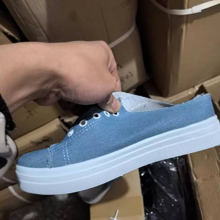 Damen Backless Denim-Slip-On Sneaker mit Schnürdetail und gepolstertem Fußbett – Lioré