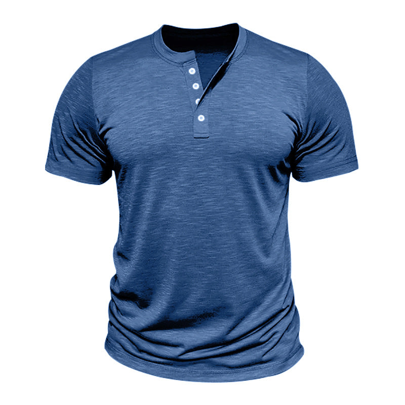Herren Kurzarm-Henley-T-Shirt mit hochwertigem, atmungsaktivem Baumwollmix Echoarchiv