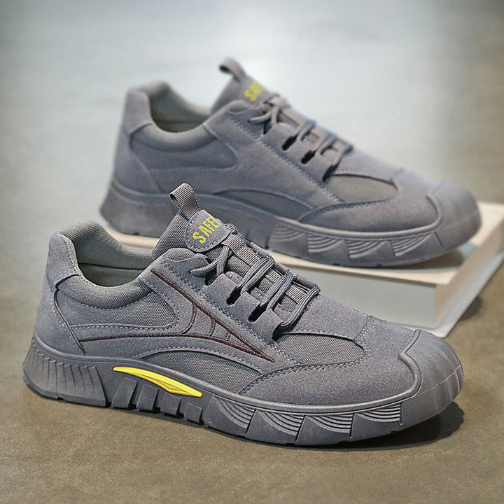 Herren Robust-gepolsterter Retro-Trail-Sneaker aus Velours- und Mesh-Mix mit auffälliger Profillaufsohle Echoarhiv