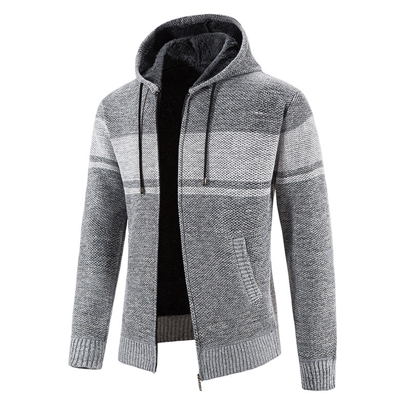 Herren Strickjacke mit Kapuze und strukturiertem Design Echoarchiv