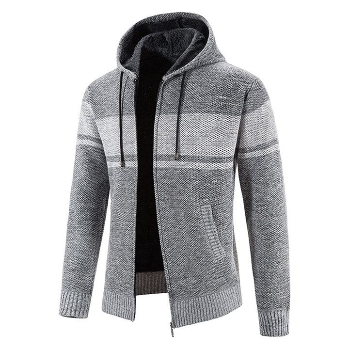 Herren Strickjacke mit Kapuze und strukturiertem Design Echoarchiv