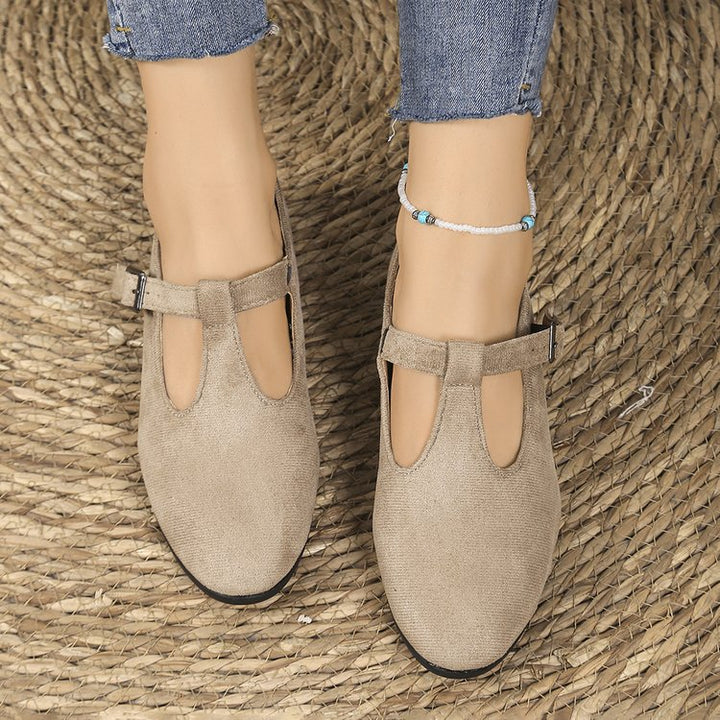 Damen Komfort-Keilabsatz-Ballerina aus Veloursleder – Lioré