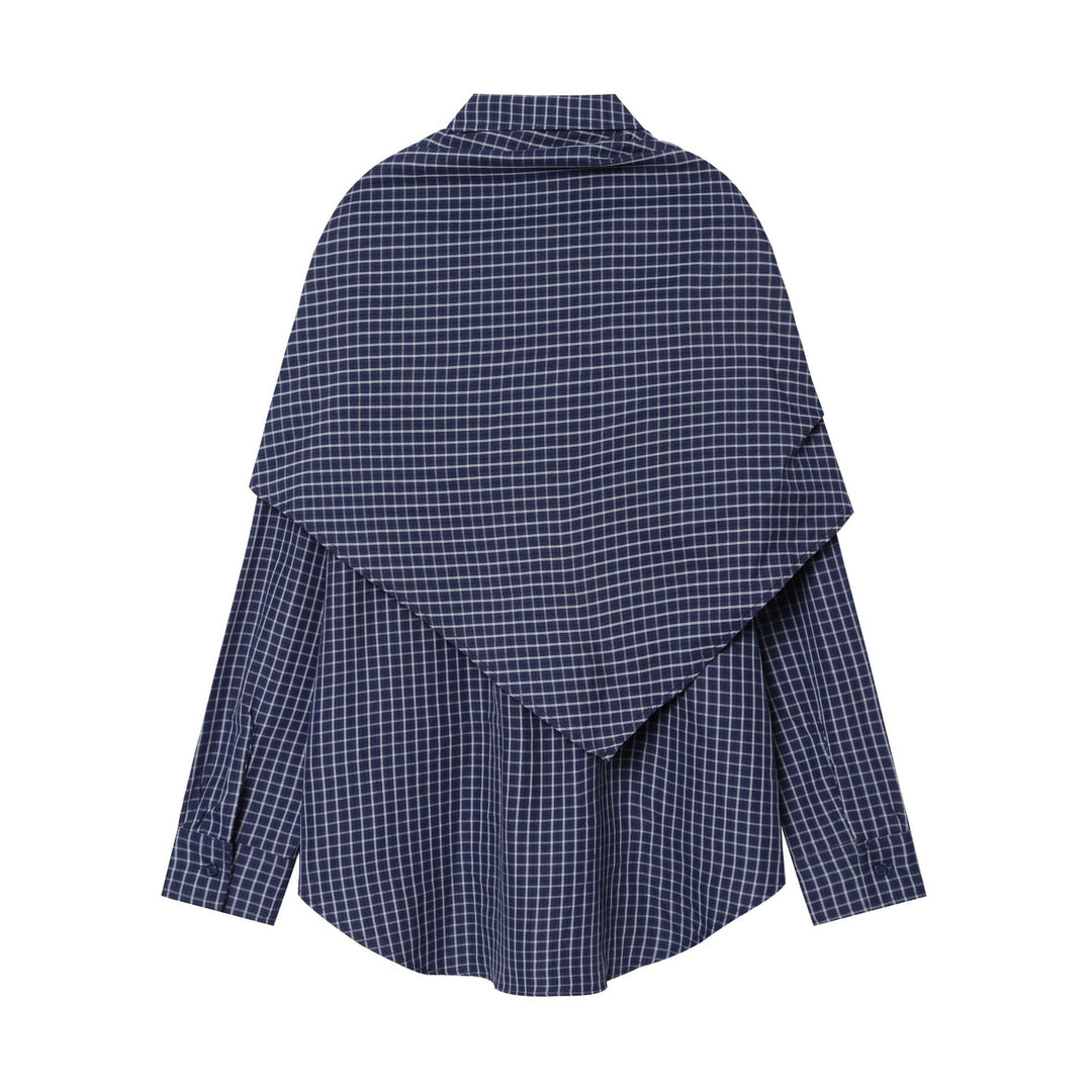 Damen Karo-Bluse mit Knotendetail und Oversize-Schnitt Echoarchiv