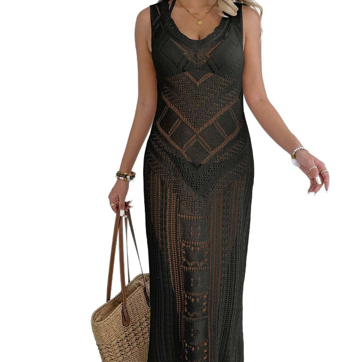 Damen gehäkeltes Maxikleid mit dezenter Lochmuster-Optik Echo Archiv