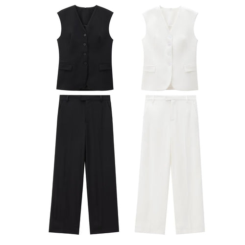 Damen Elegante High‑Waist Stoffhose mit Bügelfalte, geradem weitem Bein und verdecktem Hakenverschluss Echoarchiv