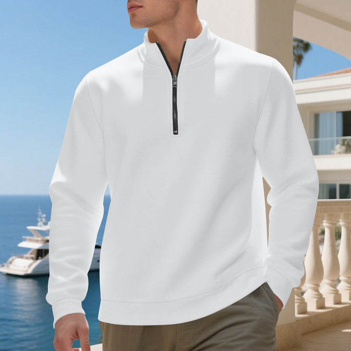 Herren sportlicher Pullover mit halbem Reißverschluss und atmungsaktiver Struktur Echoarchiv