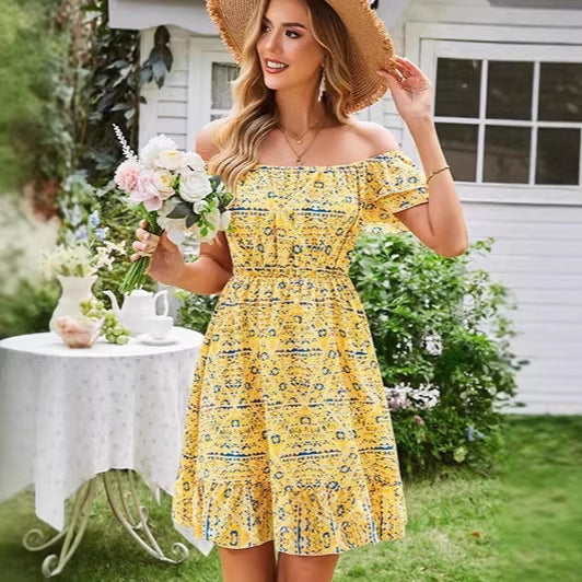Damen lässiges Sommerkleid mit Rüschendetails Echo Archiv