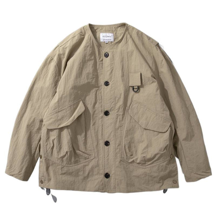 Herren Kragenlose Utility-Fieldjacke mit Pattentaschen und Kordelzug Echoarchiv