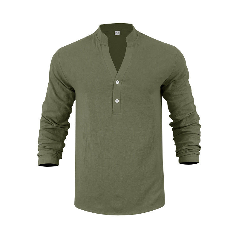 Herren Langarm-T-Shirt mit modischer Knopfleiste Echoarchiv