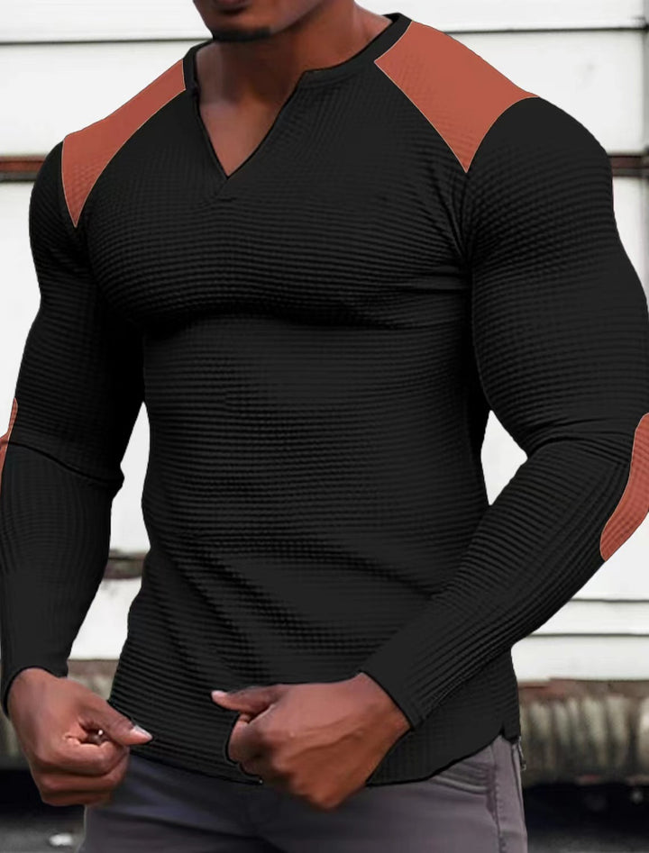 Herren Langarmshirt mit strukturiertem Stoff und Kontrastdetails Echoarchiv