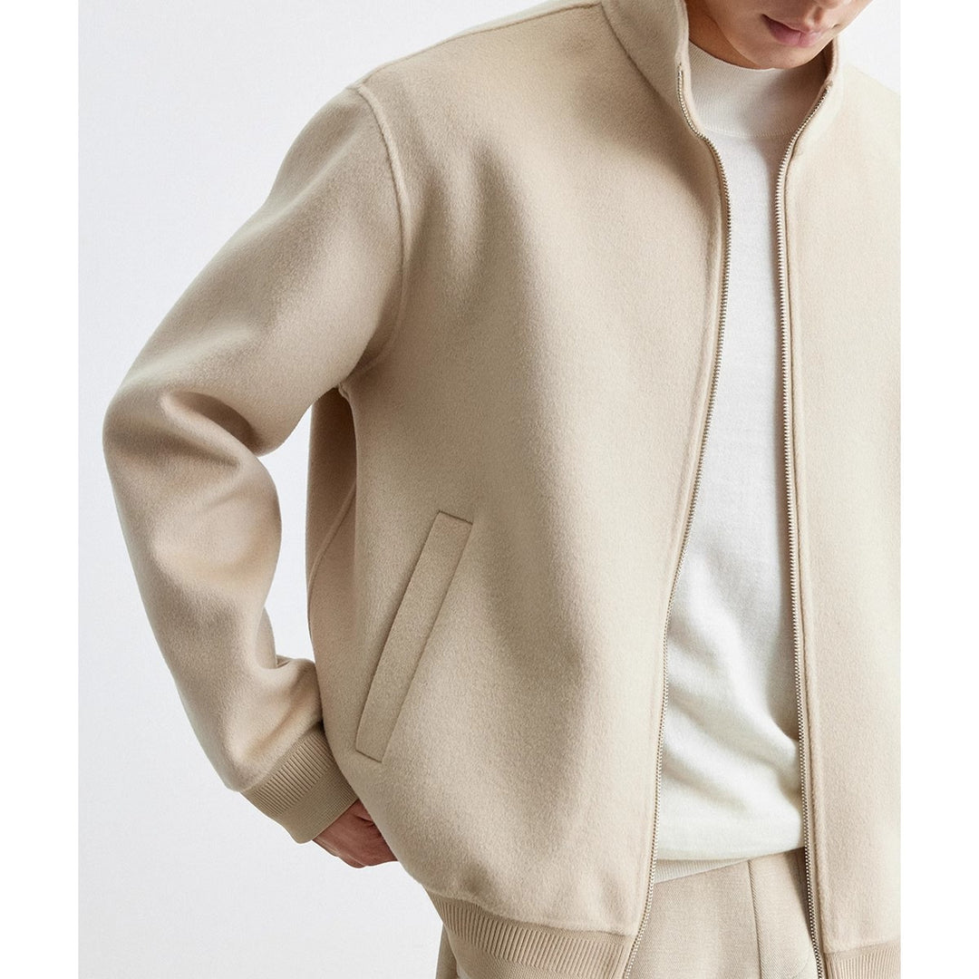 Herren Lässige Wollmix-Zipjacke mit Stehkragen und Rippbündchen Echoarchiv
