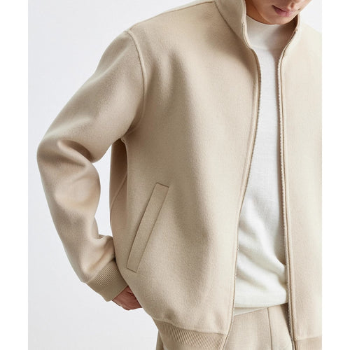 Herren Lässige Wollmix-Zipjacke mit Stehkragen und Rippbündchen Echoarchiv