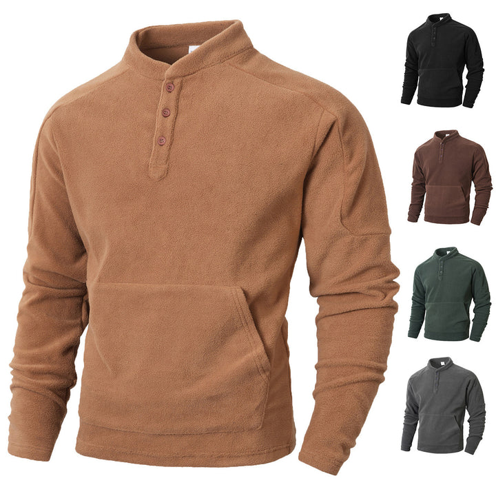 Herren Kuscheliger Fleece-Pullover mit Knopfleiste Echoarchiv