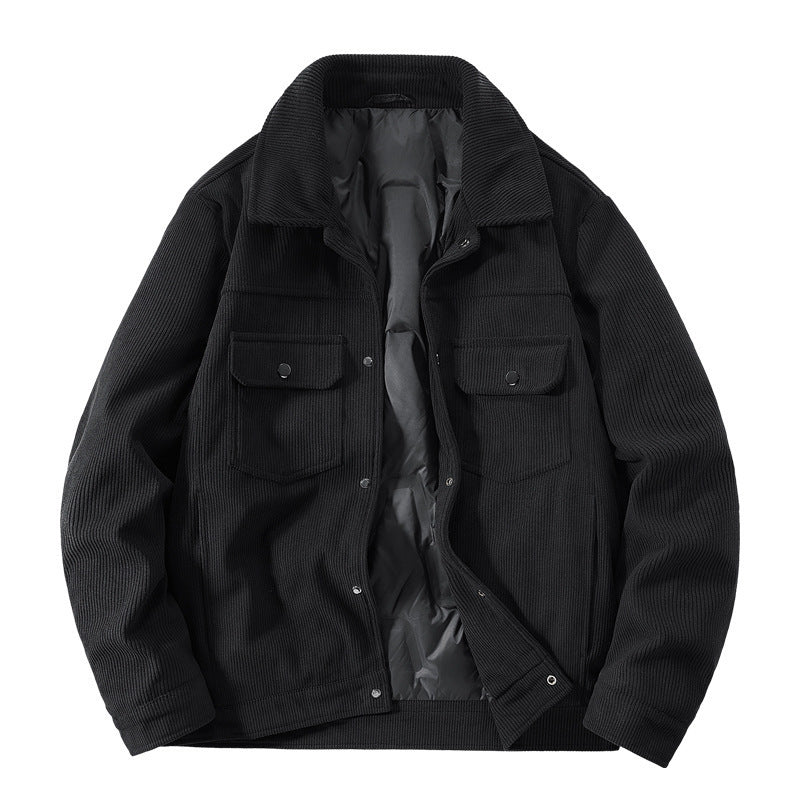 Herren Cordjacke mit gesteppter Thermofütterung und aufgesetzten Brusttaschen – Taviero
