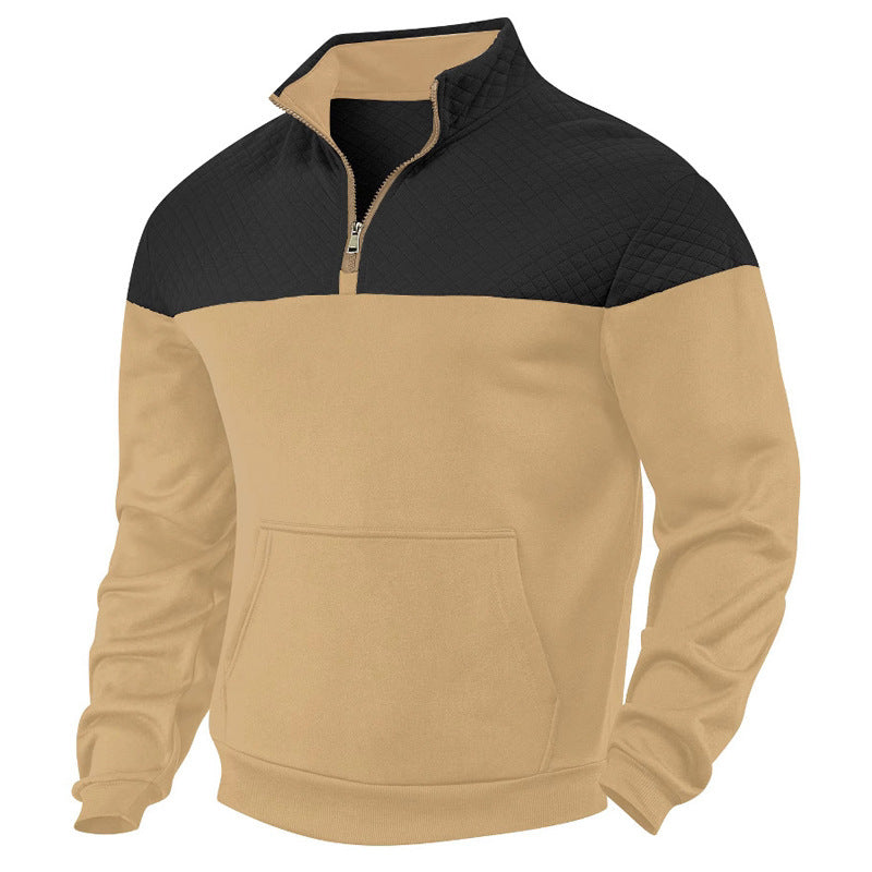 Herren sportlicher Stehkragenpullover mit Reißverschluss und strukturiertem Obermaterial Echoarchiv