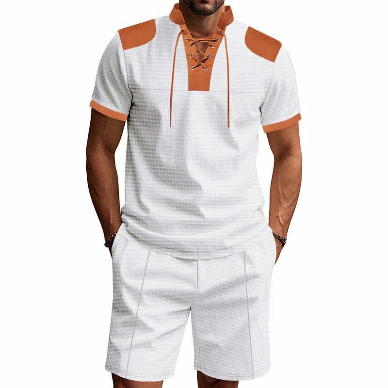 Herren lässiges Sport-Set mit dezenten Kontrastdetails und funktionalem Kragen Echoarchiv