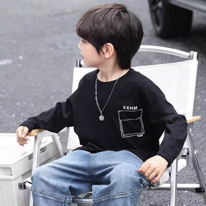 Unisex lässiges langärmliges T-Shirt mit kreativem Druck Echo Archiv