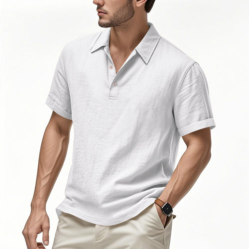 Herren Polohemd mit strukturiertem Gewebe und eleganten Knopfdetails Echoarchiv