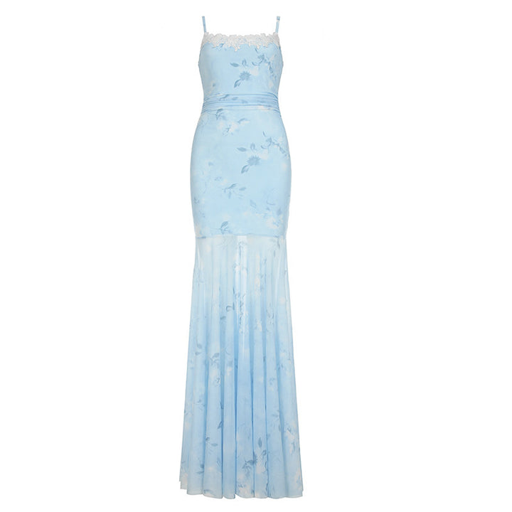 Damen Maxikleid mit floralem Druck und eleganter Spitzenborte Echo Archiv