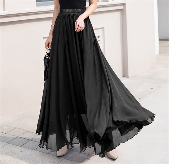 Damen nan Maxi-Chiffonrock mit elastischem Bund und fließender A-Linie Echo Archiv