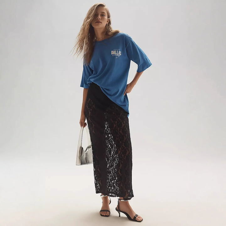 Damen Spitzenrock im langen, eleganten Design mit hohem Schlitz Echo Archiv