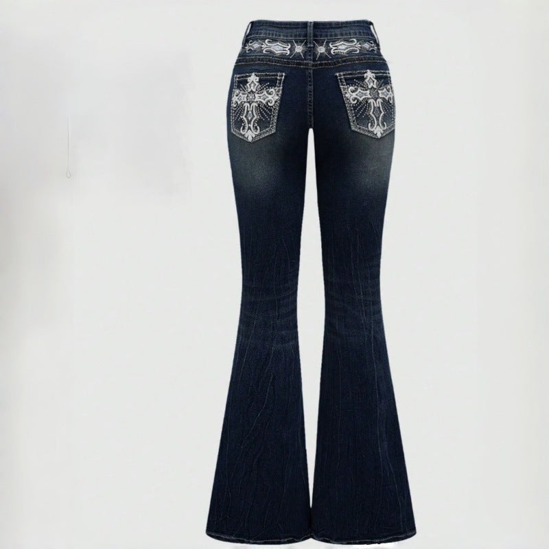 Damen Bootcut JEchoarchivns mit aufwendigen Stickereien und hohem Bund Echoarchiv