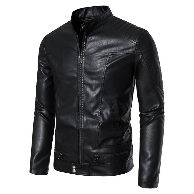 Herren Modische Kunstlederjacke mit Steppdetails Echo Archiv 1788322065