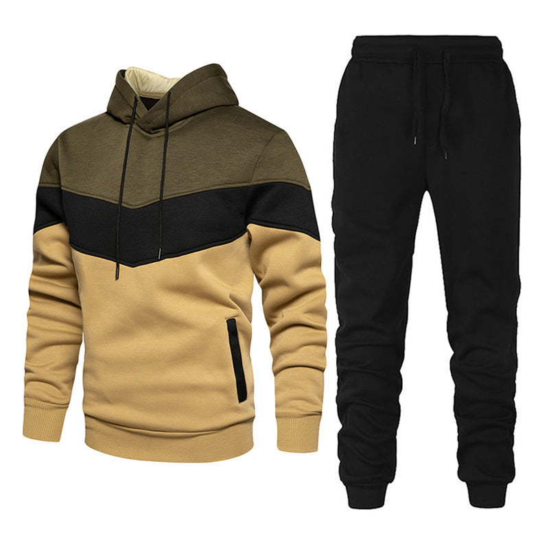 Herren athleisure-Set mit Chevron-Kapuze, fleecegefüttertem Pullover und schmal zulaufender Jogginghose – Marzano