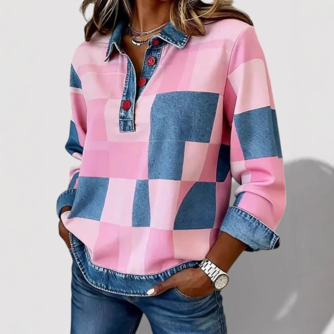 Damen Modische Pullover-Hemd – Mavelle