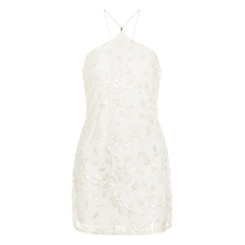 Damen glitzerndes Abendkleid mit floralem Stickdesign Echo Archiv