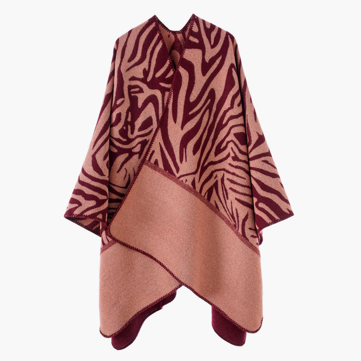 Damen Oversize-Jacquard-Wickelcape aus feinem Strick Echo Archiv