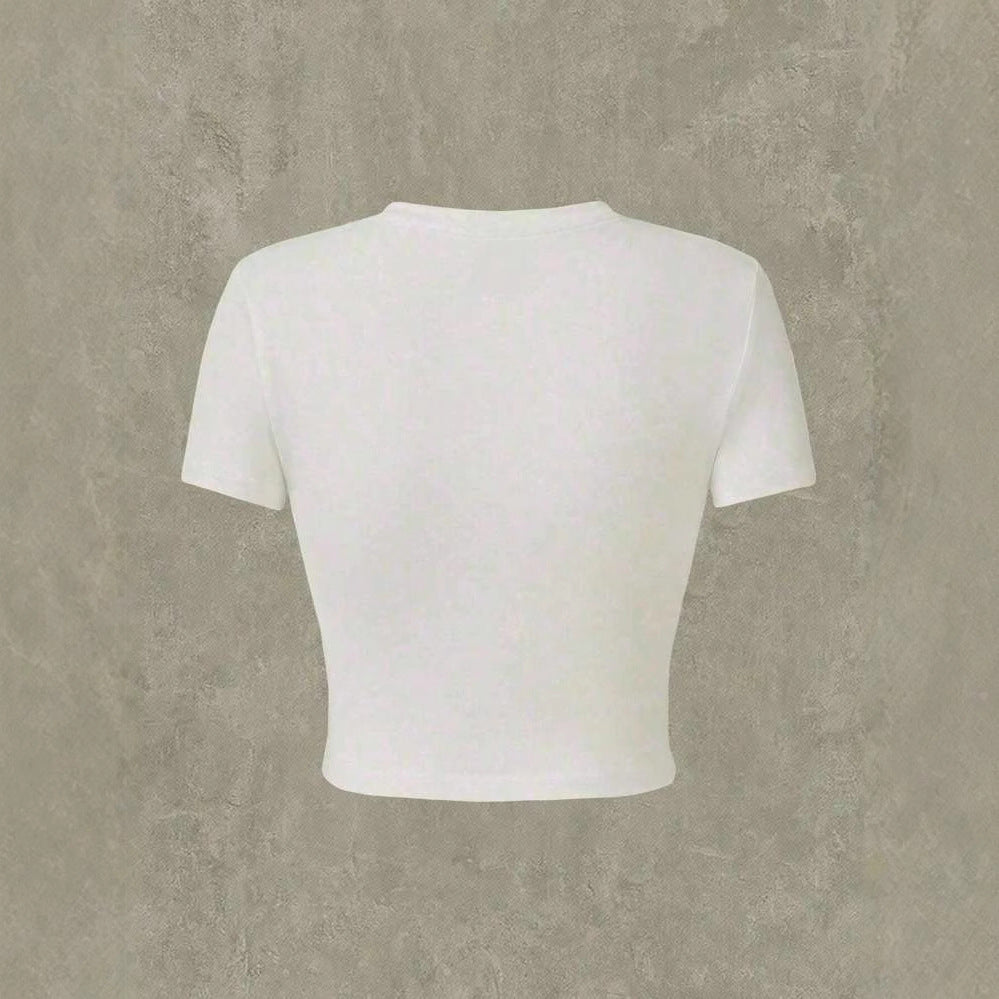 Damen Crop-T-Shirt mit verspieltem Katzenmotiv und Cowboy-Design Echo Archiv